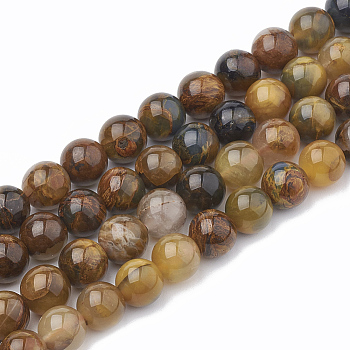 Natural Pietersite Beads Strands, Dyed, Round, 8~9mm, Hole: 1mm, about 45~48pcs/strand, 15.7 inch