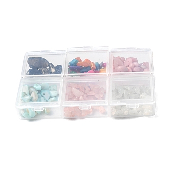 DIY Gemstone Jewelry Making Finding Kit, Including Natural Pink Opal & Rose Quartz & Smoky Quartz & White Moonstone Chips & Shell Beads, Beads: 6g/style, 6 Style, 36g/box