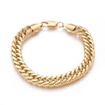 304 Stainless Steel Wheat Chain Bracelets, with Bayonet Clasps, Golden, 9-1/4 inch(23.4cm), 10mm