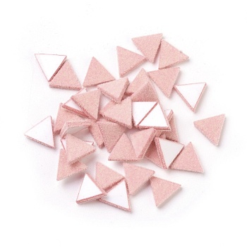 Flocky Acrylic Cabochons, Triangle, Pink, 8.5x9.5x1.5mm