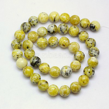 Natural Yellow Turquoise(Jasper) Beads Strands(GSR6mmC007)-4