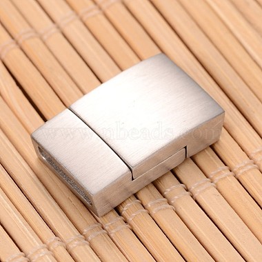 Mixed Smooth & Matte 304 Stainless Steel Rectangle Magnetic Clasps with Glue-in Ends(STAS-I045-05)-2