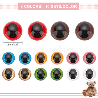 Elite 80 Sets 8 Colors Craft Plastic Doll Eyes(DOLL-PH0001-46)-2