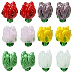 Handmade Lampwork Beads, Flower, Mixed Color, 16x14~15mm, Hole: 1.2mm, 10pcs/set(LAMP-CJ0002-04)