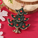Christmas Theme Zinc Alloy Rhinestone Brooches for Backpack Clothes, Christmas Tree(LK8386-19)