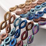 Electroplate Non-magnetic Synthetic Hematite Bead Strands, Frosted, Mixed Color, 16x10x4mm, Hole: 1mm, about 26pcs/strand, 15.7 inch(G-F300-54-F)