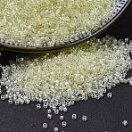 MIYUKI Delica Beads, Cylinder, Japanese Seed Beads, 11/0, (DB1676) Pearl LIned Transparent Pale Yellow AB, 1.3x1.6mm, Hole: 0.8mm, about 2000pcs/10g(X-SEED-J020-DB1676)