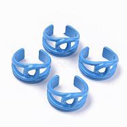 Spray Painted Alloy Cuff Rings, Open Rings, Cadmium Free & Lead Free, Cornflower Blue, US Size 8 1/2(18.5mm)(X-RJEW-T011-22A-RS)