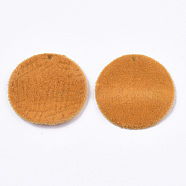 Flocky Alloy Pendants, Flat Round, Orange, 30x2.5mm, Hole: 1.8mm(X-PALLOY-S134-002A)
