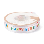 Single Face Polyester Printed Satin Ribbon, for Birthday Gift Packaging, Birthday Themed Pattern, Word Happy Birthday, Word, 5/8 inch(16mm), about 25 yards/roll(22.86m/roll)(SRIB-I005-04A-01)
