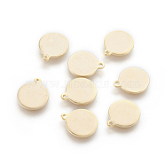 304 Stainless Steel Charms, Flat Round, Stamping Blank Tag, Golden, 12x10x1mm, Hole: 1mm(STAS-F186-04G-10mm)