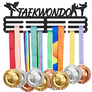 Fashion Iron Medal Hanger Holder Display Wall Rack, 3 Line, with Screws, Word Taekwondo, Sports Themed Pattern, 150x400mm(ODIS-WH0021-212)