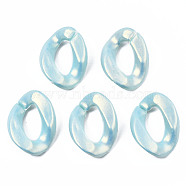 Spray Painted Acrylic Linking Rings, Rubberized Style, Quick Link Connectors, for Curb Chains Making, Twist, Aqua, 24x17x5mm, Inner Diameter: 13x6.5mm, about 720pcs/500g(MACR-S280-06C-02)