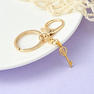304 Stainless Steel Initial Letter Key Charm Keychains, with Alloy Clasp, Golden, Letter Q, 8.8cm(KEYC-YW00004-17)