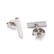 Cuboid 304 Stainless Steel Stud Crawler Earrings, Hypoallergenic Earrings, Climber Earrings, Stainless Steel Color, 10x2x1.8mm, Pin: 0.8mm(EJEW-O052-45P)