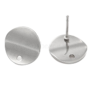 201 Stainless Steel Stud Earrings Finding, with 304 Stainless Steel Pins, Flat Round, Stainless Steel Color, 12mm, Hole: 1.5mm, Pin: 0.7mm(STAS-B035-07P)