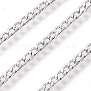 304 Stainless Steel Curb Chains, with Spool, Unwelded, Stainless Steel Color, 2.3mm, Link: 3.5x2.3x0.5mm, about 82.02 Feet(25m)/roll(CHS-E018-05P)