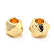 Brass Beads, Faceted Cube Beads, Real 14K Gold Plated, 2.5x2.5mm, Hole: 1mm(KK-E046-63G-01)