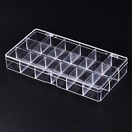 Polystyrene Bead Storage Containers, 18 Compartments Organizer Boxes, with Hinged Lid, Rectangle, Clear, 20.4x10.5x3cm, compartment: 3.3x3.3cm(X-CON-S043-022)