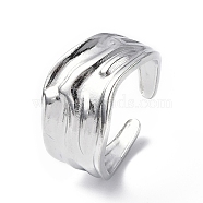 304 Stainless Steel Open Cuff Ring for Women, Stainless Steel Color, Inner Diameter: 16mm(RJEW-C046-09P)