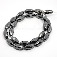 Electroplate Gorgeous Faceted Magnetic Rondelle Synthetic Hematite Beads Strands, Black Plated, 15~16x7~8mm, Hole: 2mm, about 25pcs/strand, 15.3 inch(G-F141A-16)