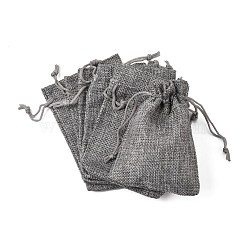 Polyester Imitation Burlap Packing Pouches Drawstring Bags, for Christmas, Wedding Party and DIY Craft Packing, Gray, 12x9cm(ABAG-R005-9x12-04)