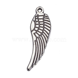 Tibetan Style Alloy Pendants, Lead Free and Cadmium Free, Wing, Antique Silver, 30x9x1.5mm, Hole: 1mm(TIBEB-A1262-AS-LF)