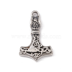 304 Stainless Steel Pendant, Thor's Hammer, Antique Silver, 27x16x3.5mm, Hole: 2mm(STAS-E158-29AS)