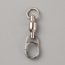 Brass with 304 Stainless Steel Fishing Fast Snap Clips, Quick Change Connectors, Platinum & Stainless Steel Color, 30x9x5mm, Hole: 5.1mm & 7.4x5.9mm(FIND-WH0152-322E)