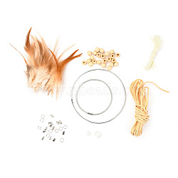 DIY Woven Net/Web with Feather Making Set, Including Faux Suede Cord, Nylon Thread Cord, Wood Beads, Feather, Iron Ring & Jump Ring & Ribbon Ends, Natural Shell Pendants, Light Yellow, 2.5x2mm, about 5m/bundle, 1bundle(DIY-F074-03)