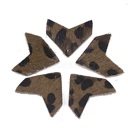 Eco-Friendly Cowhide Pendants, Arrow with Leopard Print, Camel, 22~23x24x2mm, Hole: 1.5mm(X-FIND-T045-01A)