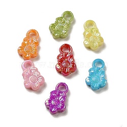 Plating Opaque Acrylic Pendants, AB Color, Flower, Mixed Color, 18.5x11x4mm, Hole: 3.4mm, 1388pcs/500g(OACR-E039-54)