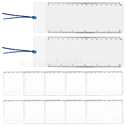 AHADEMAKER 10Pcs PVC Plasic Portable Credit Card Size Magnifying Lenses, with 2Pcs PVC 3X Page Magnifier Rulers, Clear, 85~190x55~65mm(AJEW-GA0005-06)