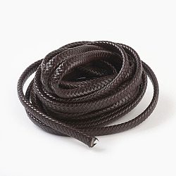 Braided Leather Cord, Leather Jewelry Cord, Jewelry DIY Making Material, Dyed, Flat, Coconut Brown, 12x6mm, about 5.46 yards(5m)/roll(WL-F009-C02-12x6mm)