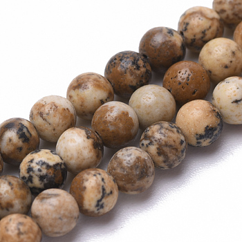 Natural Picture Jasper Beads Strands, Round, 3mm, Hole: 0.5mm, about 130pcs/strand, 16.3 inch