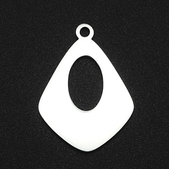 201 Stainless Steel Pendants, Laser Cut, Hollow, Kite, Stainless Steel Color, 22x15.5x1mm, Hole: 1.6mm