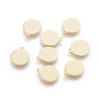 304 Stainless Steel Charms, Flat Round, Stamping Blank Tag, Golden, 12x10x1mm, Hole: 1mm