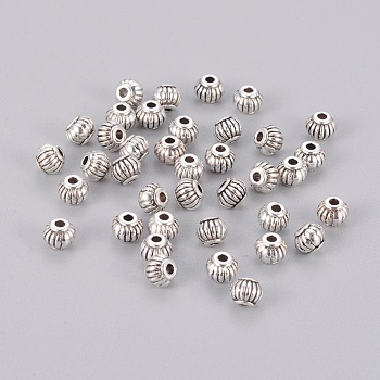 Tibetan Style Spacer Beads, Lead Free & Cadmium Free & Nickel Free, Lantern, Antique Silver, about 5mm in diameter, 4mm long, hole: 1.5mm