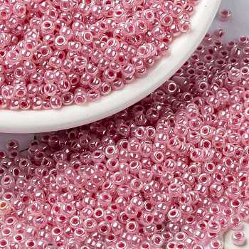 MIYUKI Round Rocailles Beads, Japanese Seed Beads, (RR535) Carnation Pink Ceylon, 8/0, 3mm, Hole: 1mm, about 422~455pcs/10g