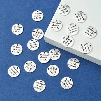 Tibetan Style Alloy Pendants, Cadmium Free & Lead Free, Flat Round with Word, Antique Silver, 20x1.5mm, Hole: 2mm