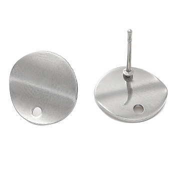 201 Stainless Steel Stud Earrings Finding, with 304 Stainless Steel Pins, Flat Round, Stainless Steel Color, 12mm, Hole: 1.5mm, Pin: 0.7mm