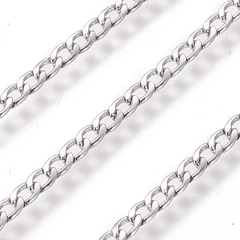 304 Stainless Steel Curb Chains, with Spool, Unwelded, Stainless Steel Color, 2.3mm, Link: 3.5x2.3x0.5mm, about 82.02 Feet(25m)/roll
