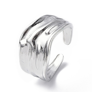 304 Stainless Steel Open Cuff Ring for Women, Stainless Steel Color, Inner Diameter: 16mm
