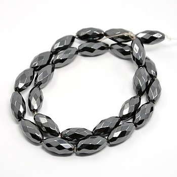 Electroplate Gorgeous Faceted Magnetic Rondelle Synthetic Hematite Beads Strands, Black Plated, 15~16x7~8mm, Hole: 2mm, about 25pcs/strand, 15.3 inch