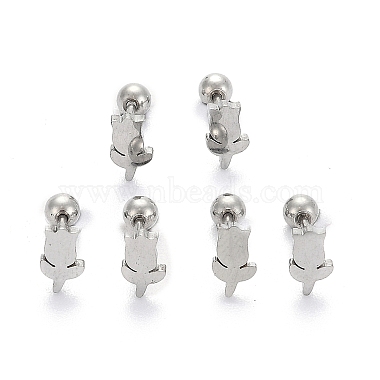 201 Stainless Steel Barbell Cartilage Earrings(X-EJEW-R147-39)-2