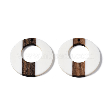 Opaque Resin & Walnut Wood Pendants(RESI-T035-23)-2