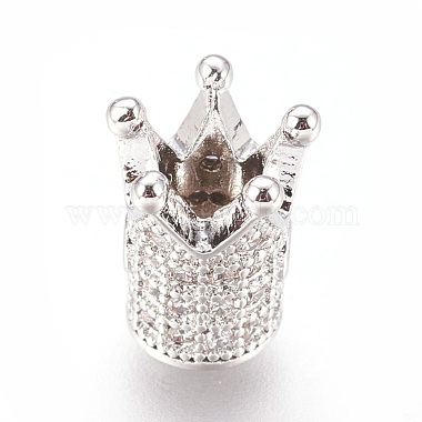 Clear Crown Brass+Cubic Zirconia Beads