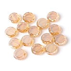 Electroplate Glass Beads, AB Color Plated, Faceted Flat Round, Sandy Brown, 11.5x5mm, Hole: 1.2mm(EGLA-TAC0001-04)