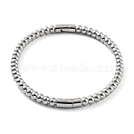 Non-Tarnish 201 Stainless Steel Hinged Bangle, Round, Inner Diameter: 2x2-3/8 inch(5.05x5.95cm)(STAS-Z057-01D)