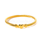 304 Stainless Steel Bangles for Women, Heart, Twist, Real 18K Gold Plated, Inner Diameter: 2-1/8 inch(5.37cm)(FS-WG55054-01)